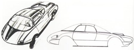 1957 Abarth 750 Vignale design drawing by Michelotti
