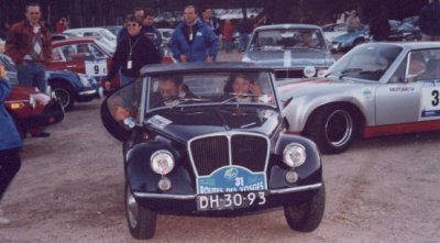 The crew waving from the Gamine, Route des Vosges